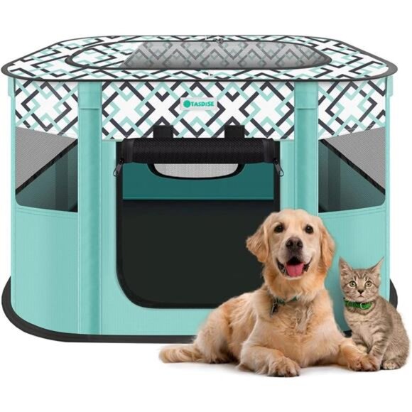 Portable Pet Playpen,Foldable Exercise PlayTent Kennel Crate for PuppyDog Yorkie - Picture 1 of 7